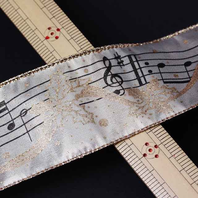 Wired Ribbon リボン ジングルベル 音符 音楽雑貨