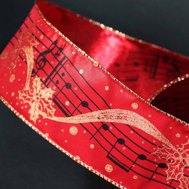 Wired Ribbon リボン ジングルベル 音符 音楽雑貨