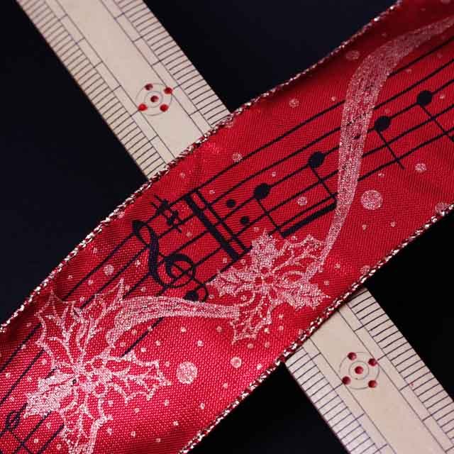 Wired Ribbon リボン ジングルベル 音符 音楽雑貨