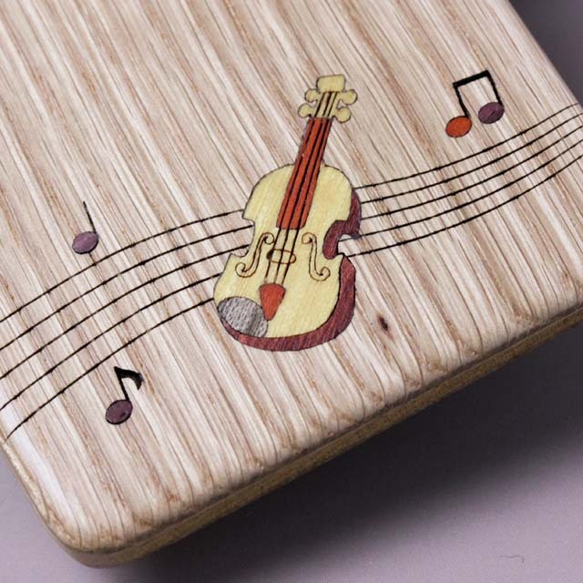 寄木象嵌 パスケース ICカード 音楽雑貨 ヴァイオリン