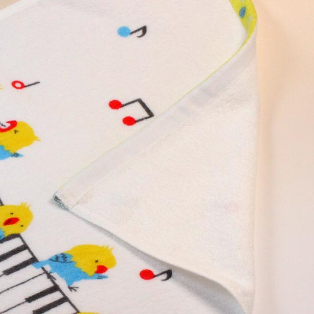 音楽雑貨 ゲストタオル ShinziKatoh パイル シャーリング加工 小鳥 合唱 鍵盤 音符