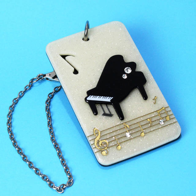 ラメ入 パスケース グランドピアノ 音楽雑貨 音楽ギフト