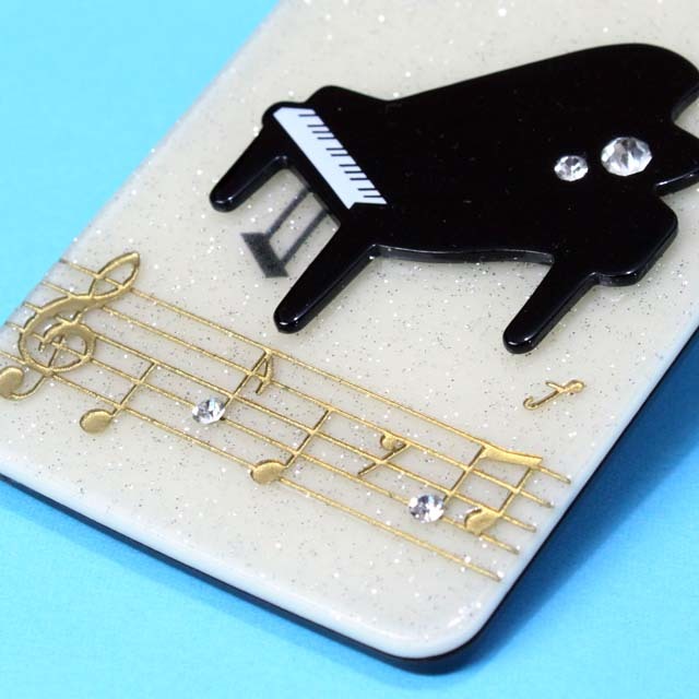 ラメ入 パスケース グランドピアノ 音楽雑貨 音楽ギフト