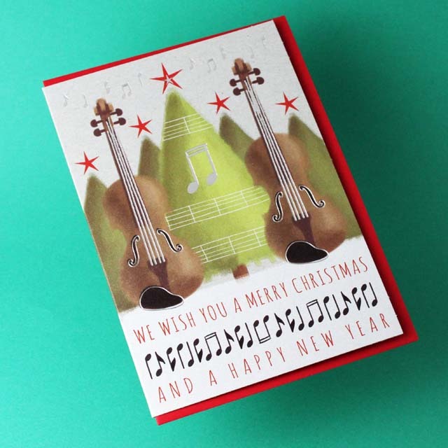 クリスマスカード ヴァイオリン 音楽雑貨