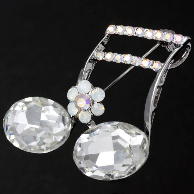 キラキラブローチ ２連１６分音符 音楽雑貨 音楽アクセサリー