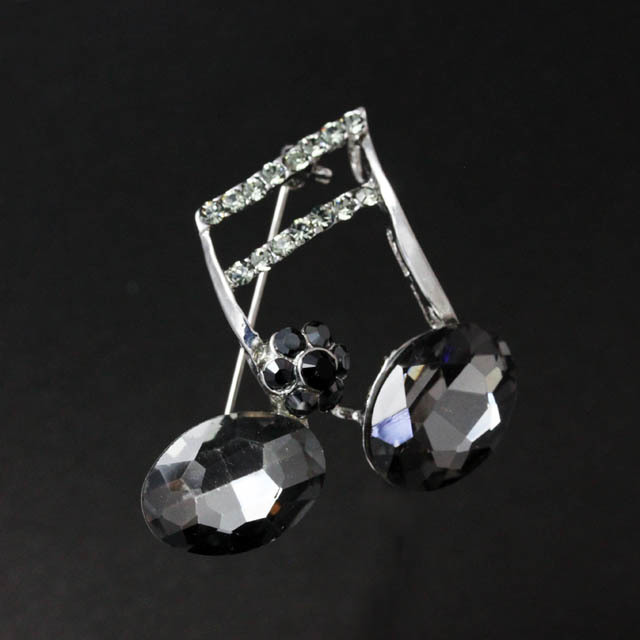 キラキラブローチ ２連１６分音符 音楽雑貨 音楽アクセサリー