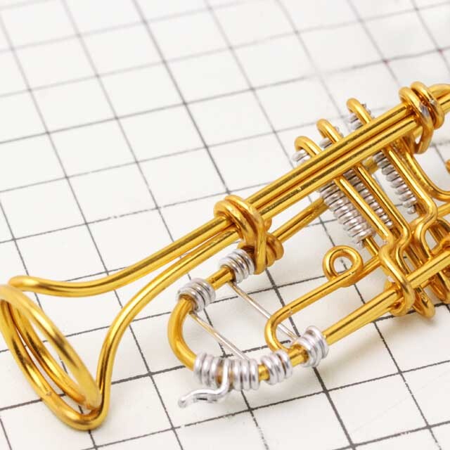 wire art ワイヤーアート ピストン トランペット Trumpet 音楽雑貨 音楽グッズ