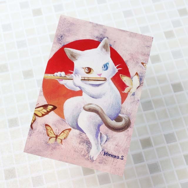 音楽雑貨 下島みちこ 絵葉書 ポストカード 日の出 幻想 フルート