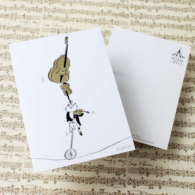 Musical Circus 1 ポストカード バランス一輪車 音楽雑貨 音楽グッズ