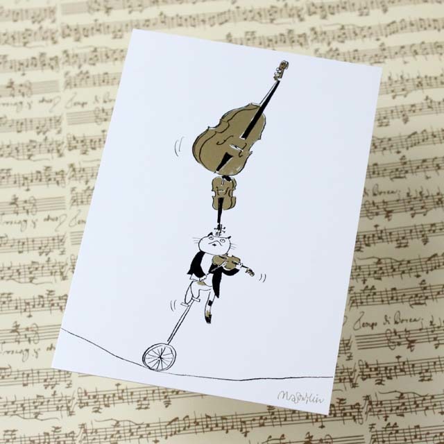 Musical Circus 1 ポストカード バランス一輪車 音楽雑貨 音楽グッズ
