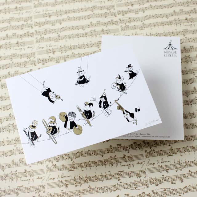 Musical Circus 6 ポストカード 綱渡り 音楽雑貨 音楽グッズ