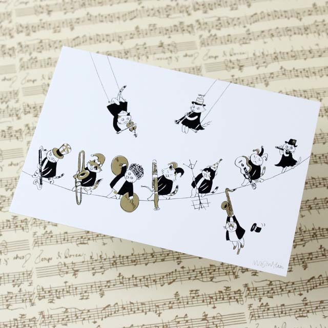 Musical Circus 6 ポストカード 綱渡り 音楽雑貨 音楽グッズ