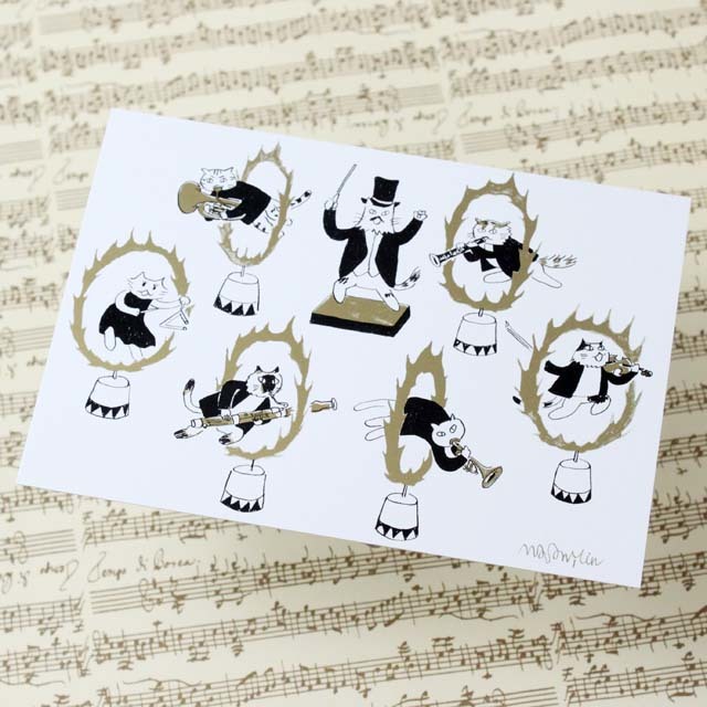Musical Circus 9 ポストカード 火の輪くぐり 音楽雑貨 音楽グッズ