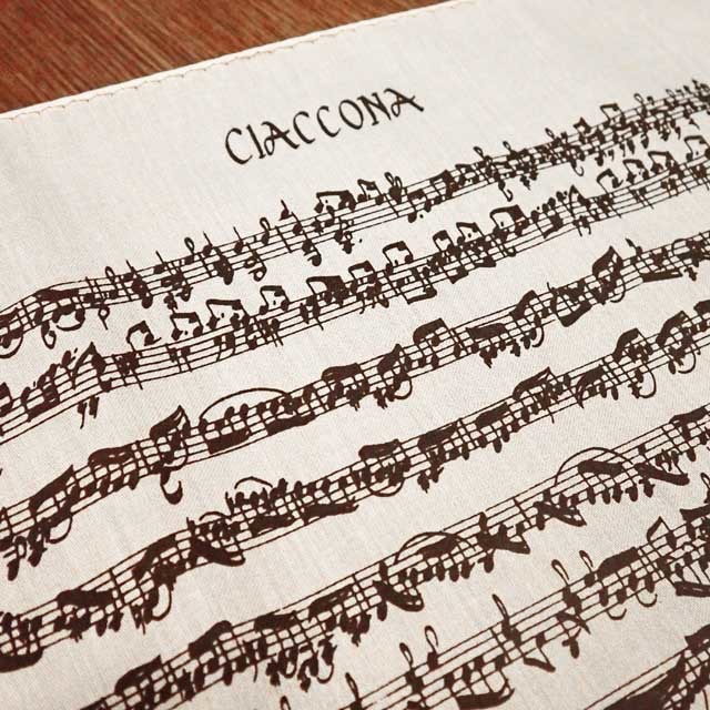 バッハ シャコンヌ 手捺染 ハンカチ 音楽雑貨