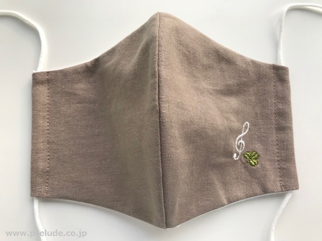 音楽刺繍マスク ト音記号 音楽雑貨 音楽グッズ