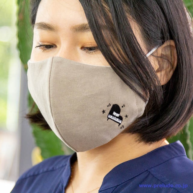 音楽刺繍マスク グランドピアノ 音楽雑貨 音楽グッズ