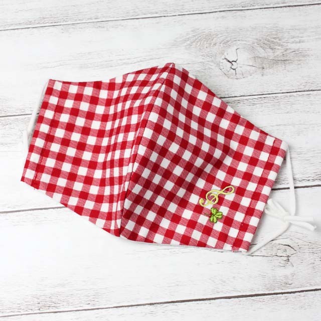 刺繍マスク 《 ギンガムチェック 》 ト音記号 キウイ 131910 音楽雑貨