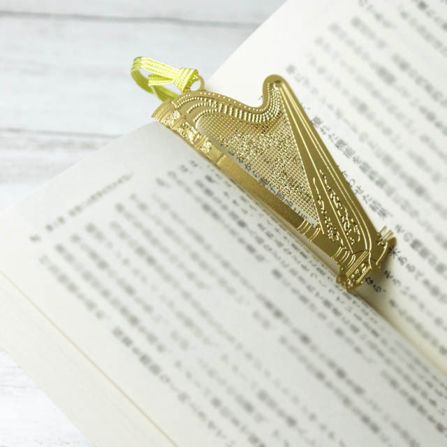 純金メッキ栞 《グランドハープ》 712940 音楽雑貨・アクセサリー専門