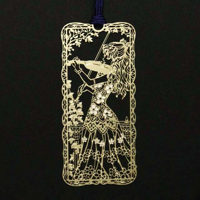 純金メッキ栞 《ヴァイオリンを奏でる少女》 194081 音楽雑貨