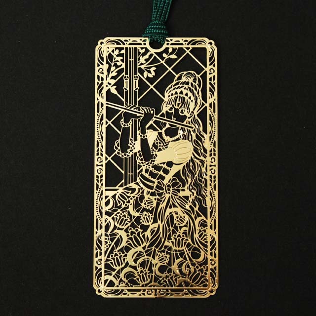 フルートを奏でる少女 Flute きんのしおり 純金メッキ栞 音楽雑貨 音楽グッズ