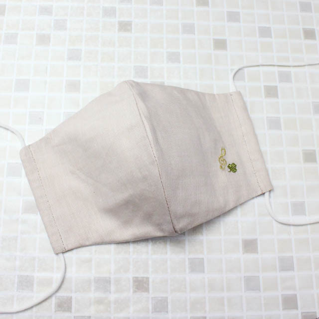 刺繍マスク 《 オックスフォード 》 ト音記号 ベージュ 131965