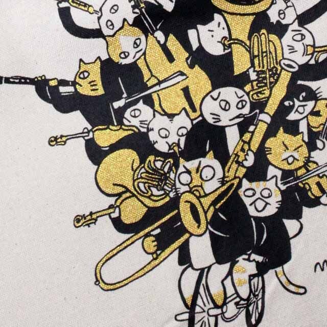 コットンキャンバス・トート 《音楽自転車ネコ》