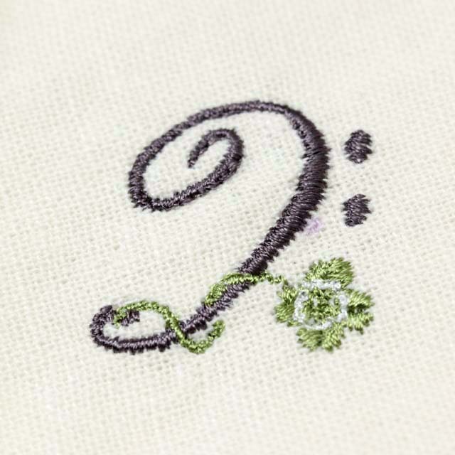 刺繍マスク ミルクホワイト ヘ音記号 音楽雑貨 音楽グッズ