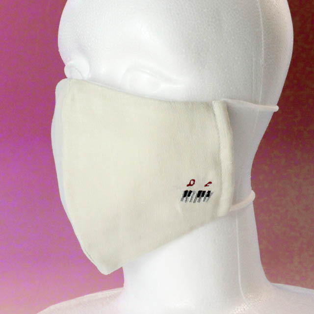 刺繍マスク ミルクホワイト ピアノ鍵盤 音楽雑貨 音楽グッズ