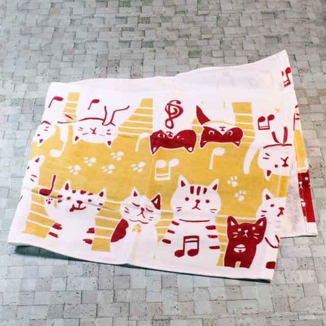てぬぐいタオル 音符 ねこ 音楽雑貨 音楽グッズ