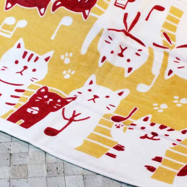 てぬぐいタオル 音符 ねこ 音楽雑貨 音楽グッズ