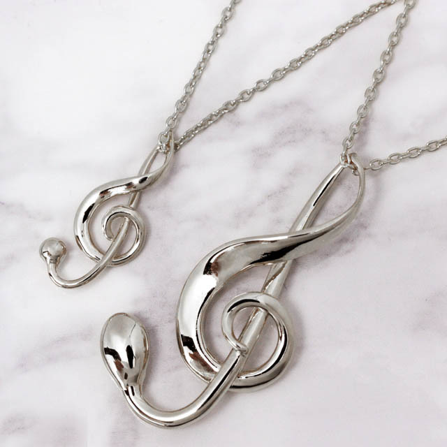 ☆メッキ、Svアクセサリー　おまとめ SV925 シルバー ペンダント 《ト音記号・Lサイズ》 k24メッキ