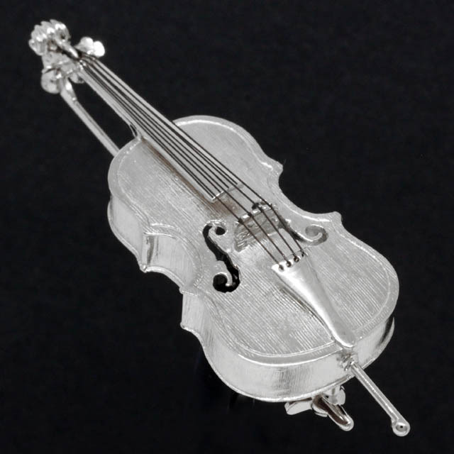SV925 シルバー ブローチ 《チェロ》 Rhメッキ仕上 音楽雑貨
