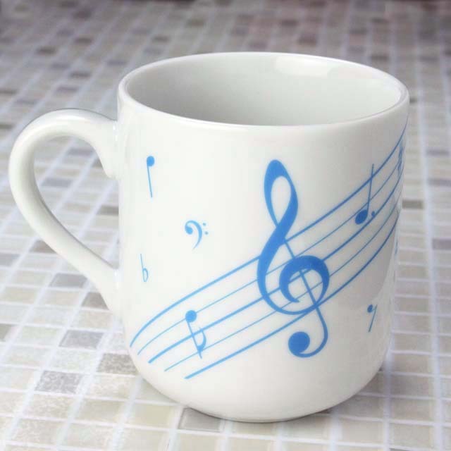 ト音記号と鍵盤てるてる某坊主 音楽雑貨 マグカップ ピアノ