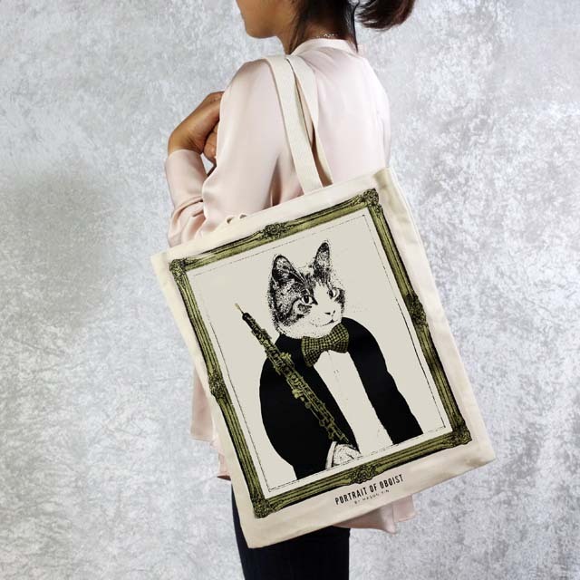 オーボエ oboe 厚手コットンキャンバス トート 音楽雑貨