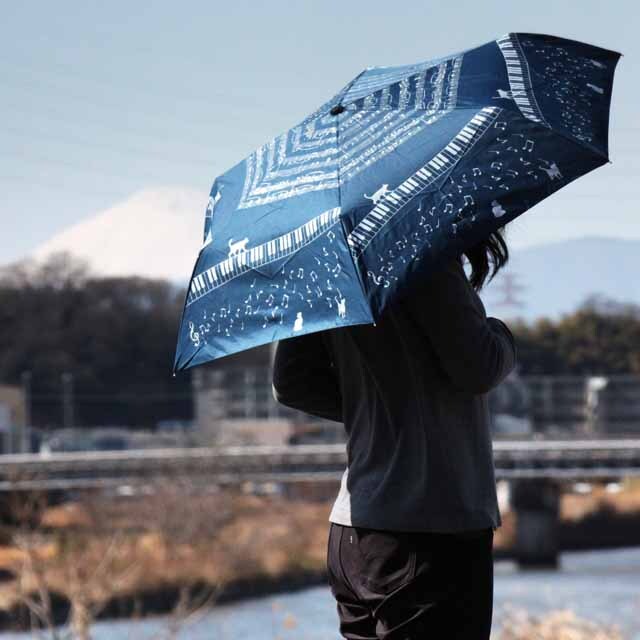軽量傘 折畳み傘 楽譜 ピアノ鍵盤 音楽雑貨