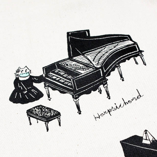 鍵盤楽器たち ピアノ オルガン チェンバロ トートバッグ 音楽雑貨 音楽グッズ