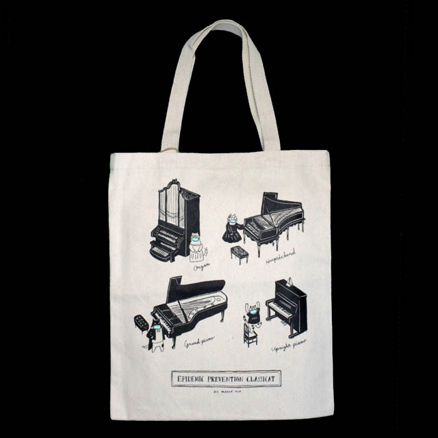 鍵盤楽器たち ピアノ オルガン チェンバロ トートバッグ 音楽雑貨 音楽グッズ
