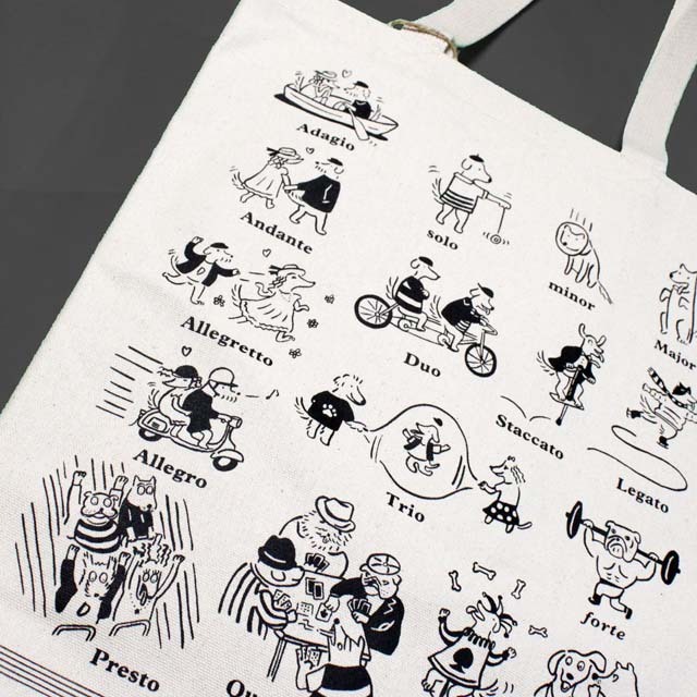 コットンキャンバス・トート 《31匹わんちゃん音楽用語図説》 音楽
