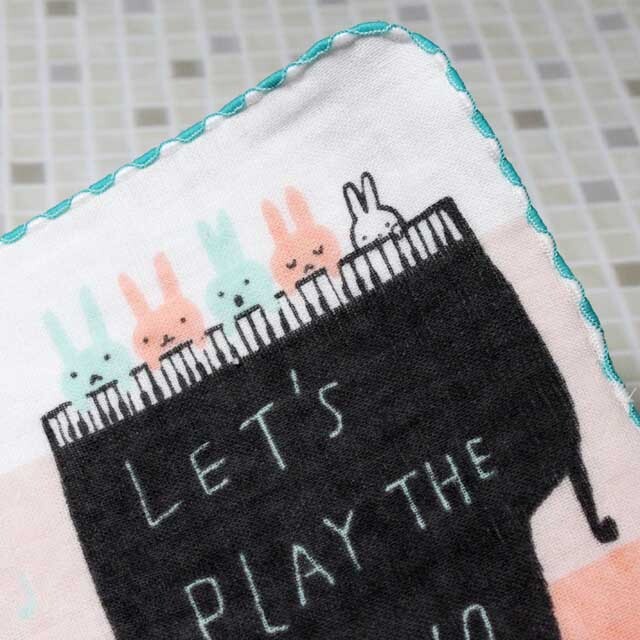 ウサギのワルツ ピアノ ShinziKatoh タオルハンカチ 音楽雑貨 音楽小物