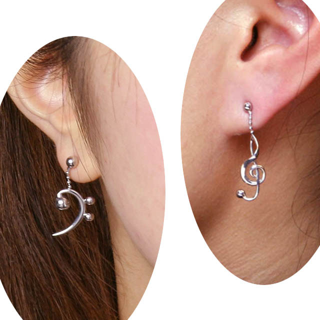 SV925 シルバーピアス ト音記号 ヘ音記号 音楽雑貨