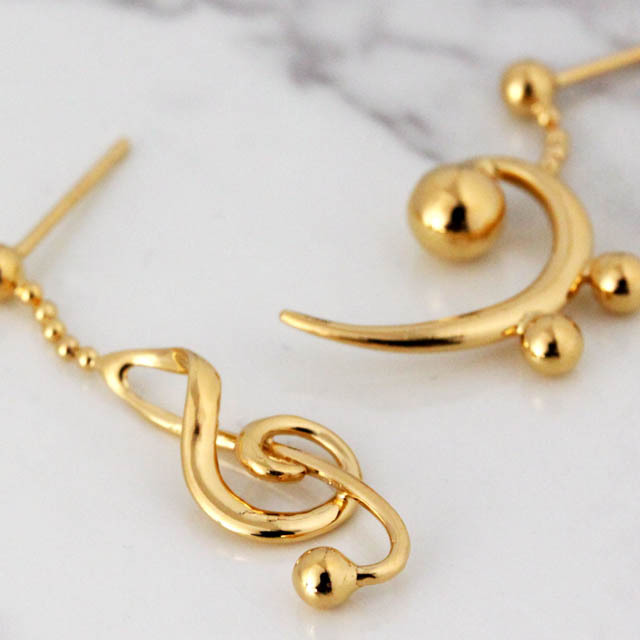 SV925 シルバーピアス ト音記号 ヘ音記号 音楽雑貨