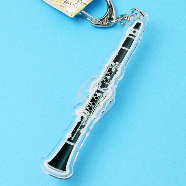 【2540】クラリネット 赤～ピンク系のお花封入 clarinetキーホルダー 2540】クラリネット 赤～ピンク系のお花封入 clarinetキーホルダー