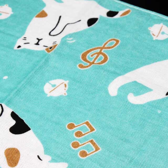 てぬぐいタオル ゆるねこ音符 音楽雑貨 音楽グッズ