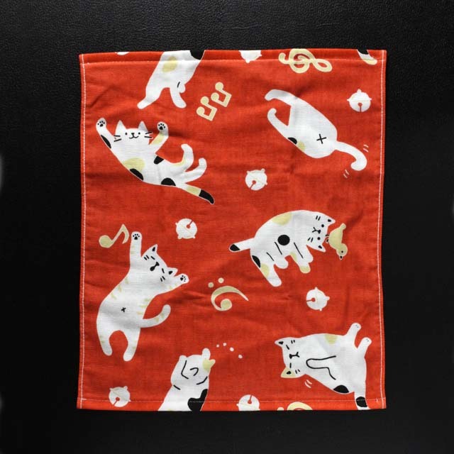 てぬぐいハンカチ ゆるねこ音符 音楽雑貨 音楽グッズ