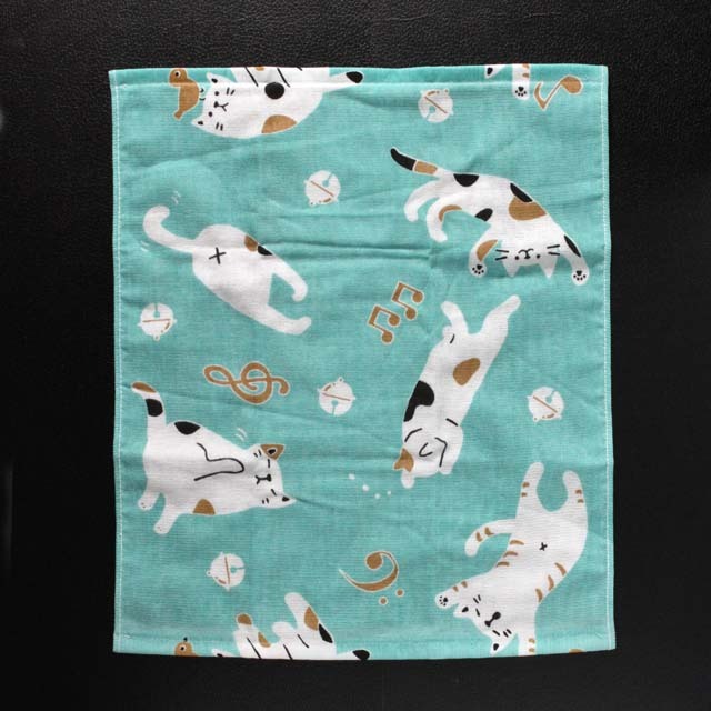 てぬぐいハンカチ ゆるねこ音符 音楽雑貨 音楽グッズ