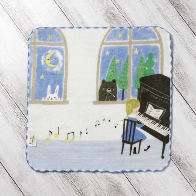 ShinziKatoh タオルハンカチ TON PIANO セレナーデ 音楽雑貨 音楽グッズ