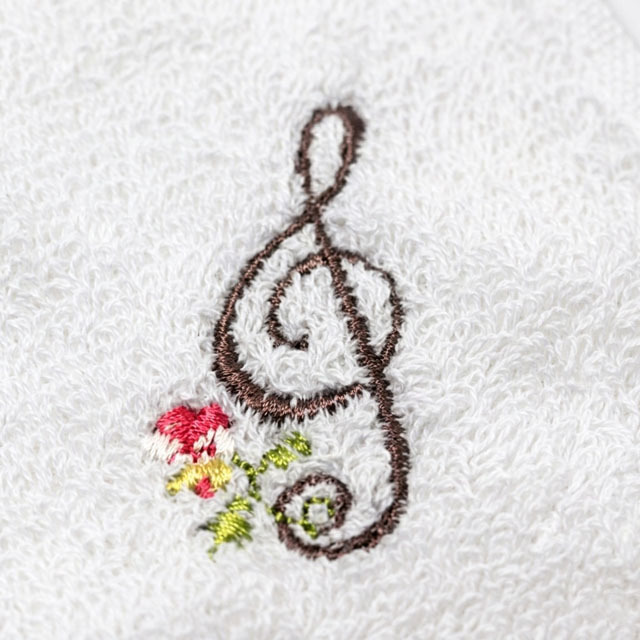 スケッチ刺繍 タオルハンカチ ト音記号 音楽雑貨 音楽グッズ