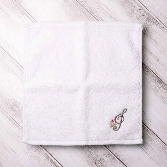 スケッチ刺繍 タオルハンカチ ト音記号 音楽雑貨 音楽グッズ