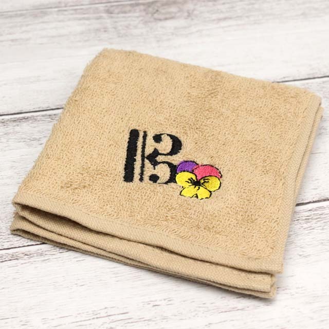 スケッチ刺繍 タオルハンカチ 《 ハ音記号 》 音楽雑貨・アクセサリー