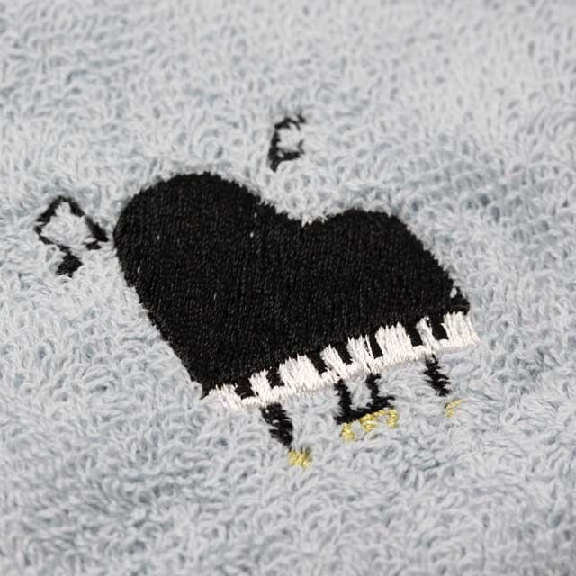 スケッチ刺繍 タオルハンカチ グランドピアノ 音楽雑貨 音楽グッズ